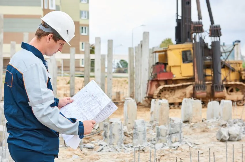 Construction site showing a bored pier being drilled for a residential building foundation in Australia