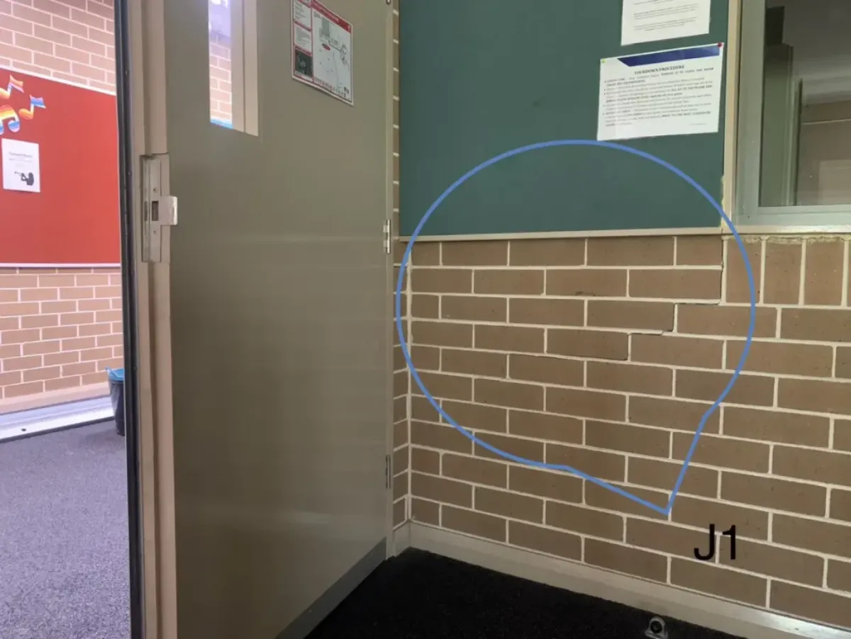 Cracked brick joint on a property requiring a dilapidation assessment before nearby construction in Australia