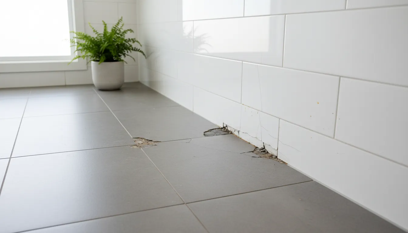 Minor grout deterioration in tiled areas
