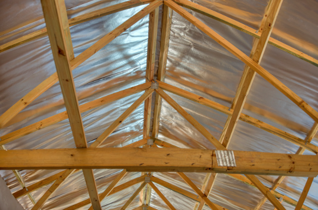 Aluminium foil sarking installed beneath roof tiles