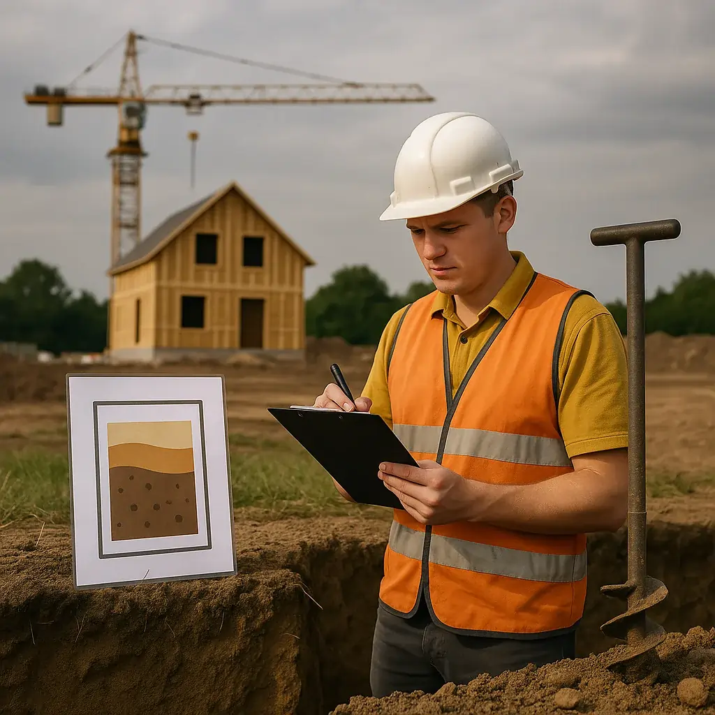 Geotechnical engineer conducting soil testing on an Australian construction site
